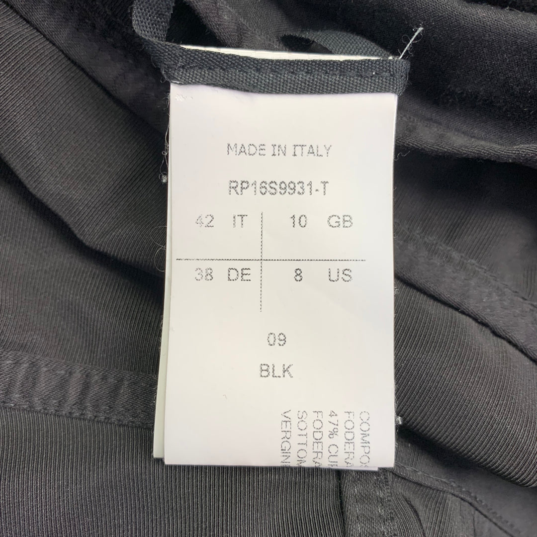 RICK OWENS Size 8 Black Polyester Blend Asymmetrical Zip Up Jacket