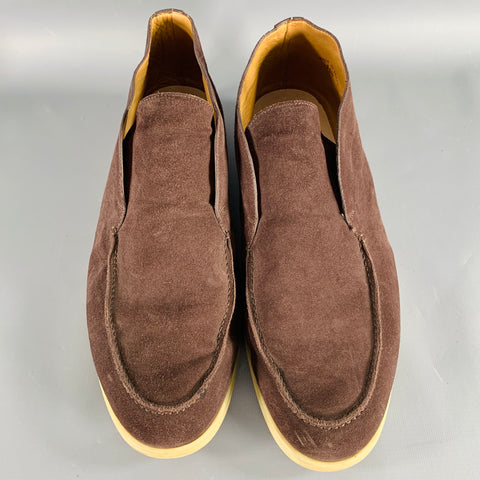 LORO PIANA Size 11.5 Open Walk Brown Suede Rubber Sole Chukka Boots