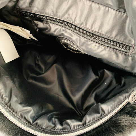POIVRE BLANC Bubbly Black Faux Rabbit Fur Polyester Belt Bag