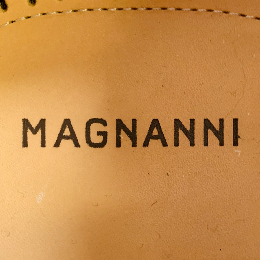 MAGNANNI Size 8.5 Black Leather Derby Split Toe Lace-Up Shoes