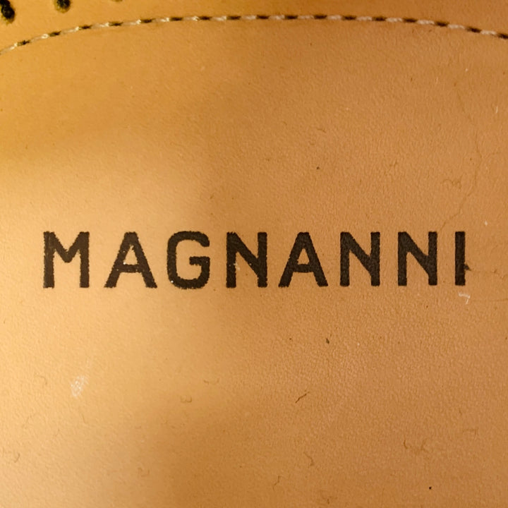 MAGNANNI Size 8.5 Black Leather Derby Split Toe Lace-Up Shoes