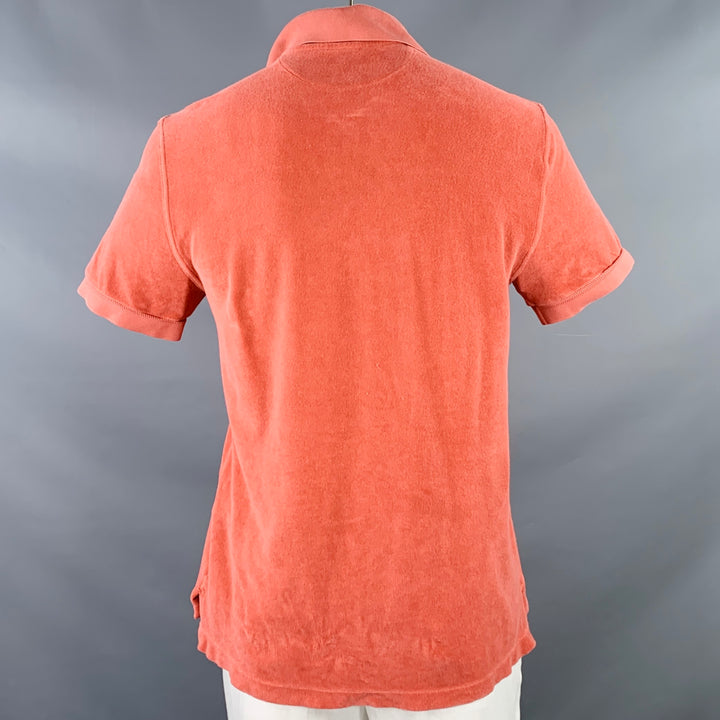 TOM FORD Size XL Orange Terry Cotton Blend Short Sleeve Polo