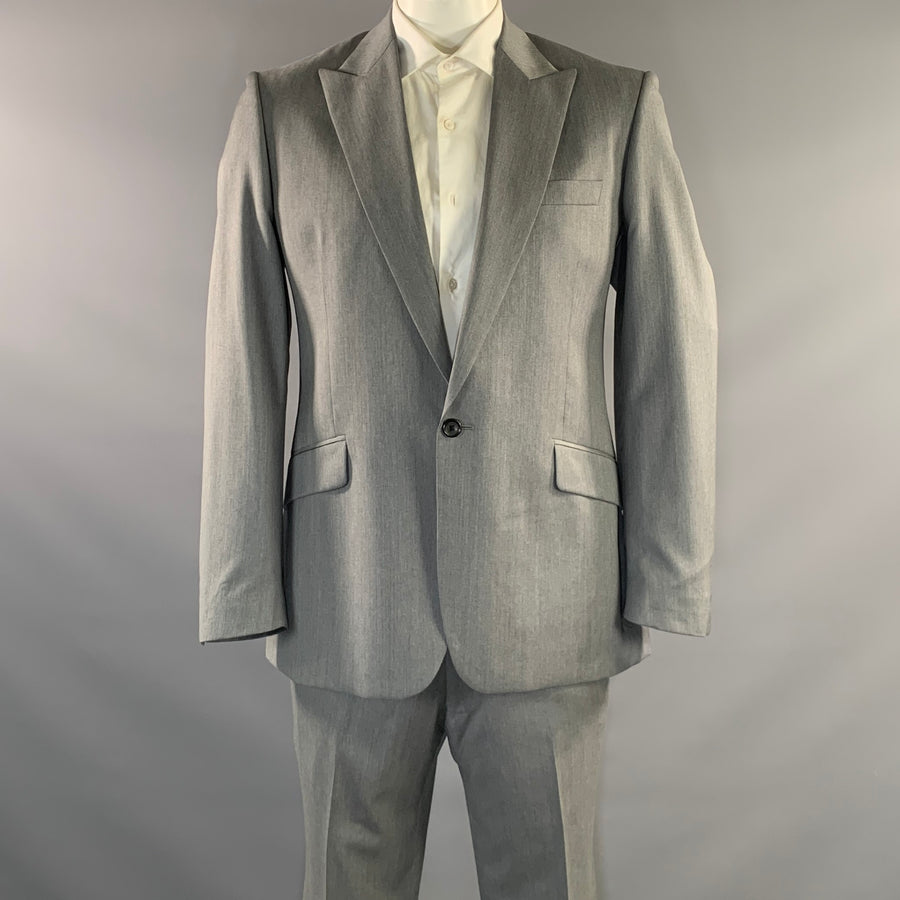 REISS Chest Size 40 Grey Wool Peak Lapel 36 32 Suit