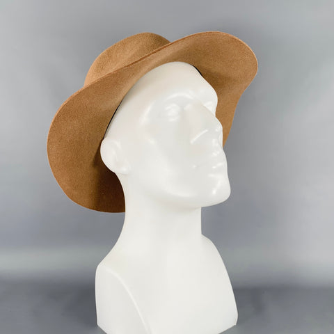 Chapeau Fedora vintage en feutre de laine noir et marron clair