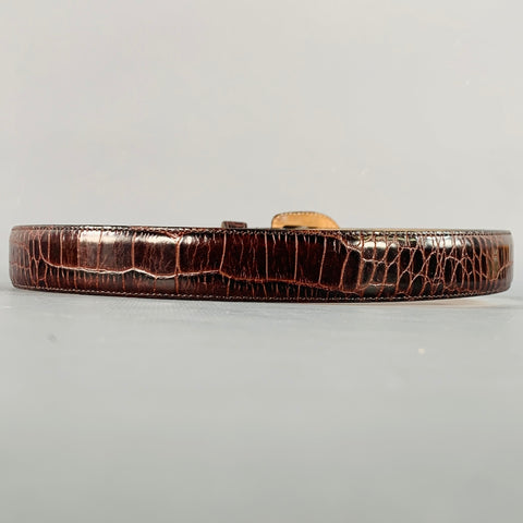 ANN TAYLOR Size S Brown Croc Embossed Leather Covered Buckle Belt