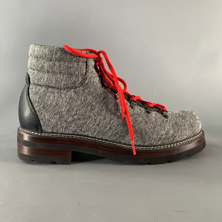 MONTELLIANA Size 12 Grey Black Tweed Wool Ankle Boots