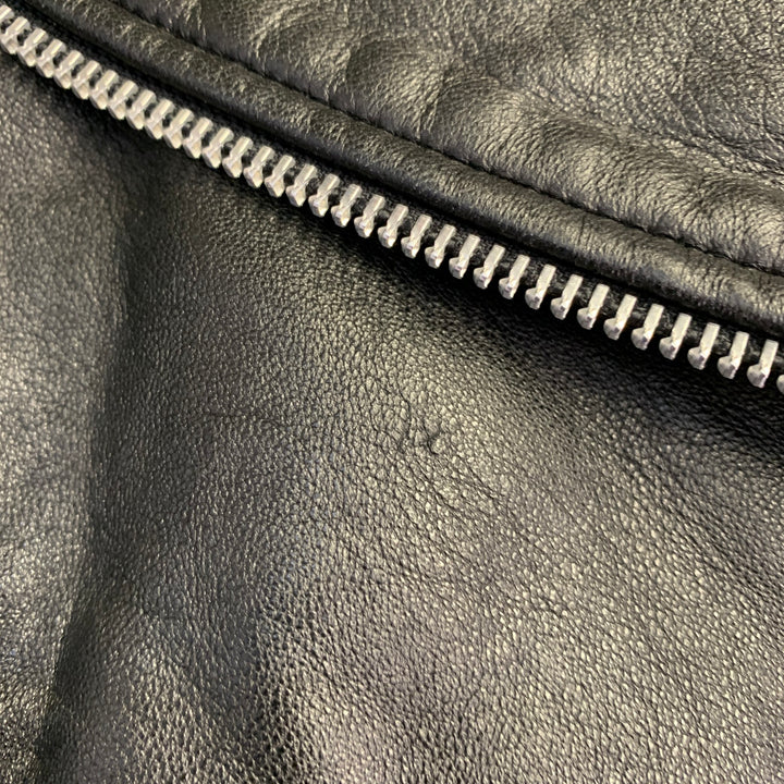 JOHN RICHMOND Size M Black Leather Patches Biker Jacket