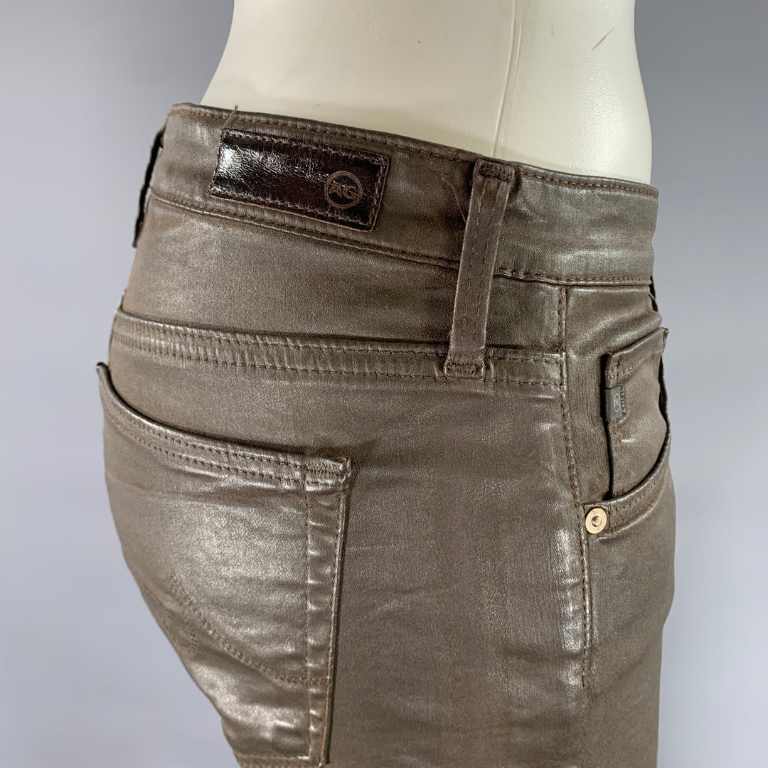 ADRIANO GOLDSCHMIED Size 32 Brown Faux Leather Cotton Blend Skinny Pants