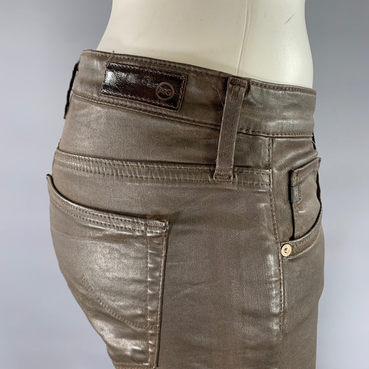 ADRIANO GOLDSCHMIED Size 32 Brown Faux Leather Cotton Blend Skinny Pants