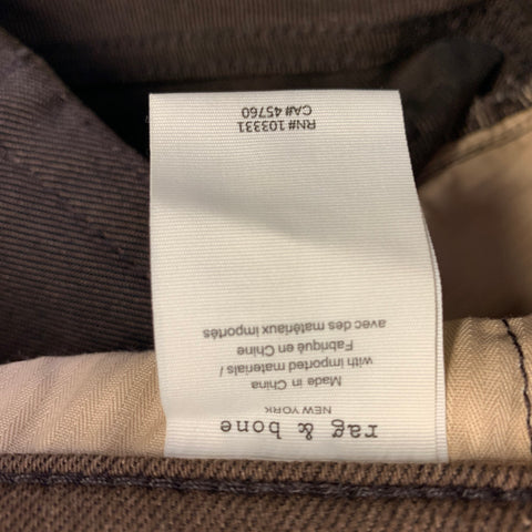RAG & BONE Jean en mélange de coton sergé marron coupe droite cinq poches taille 30
