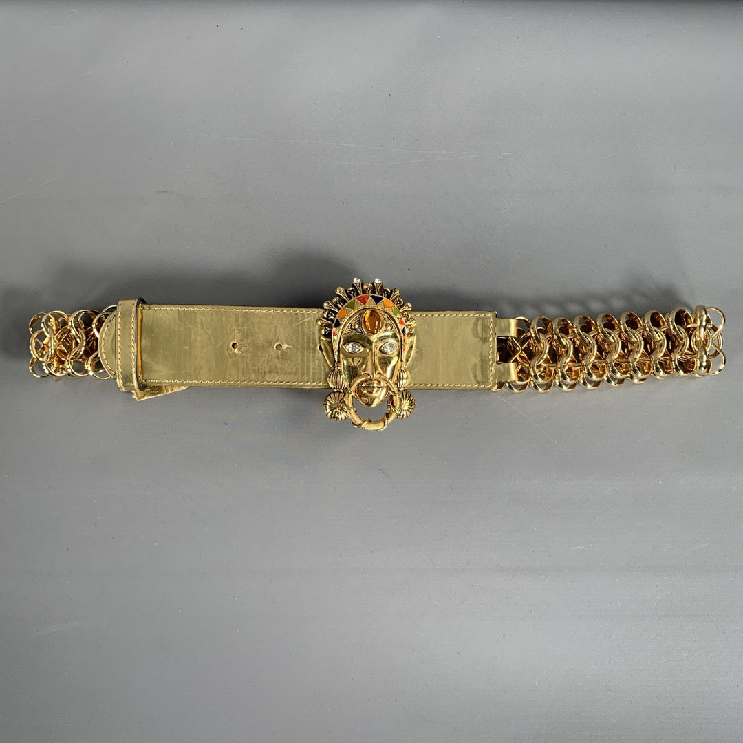 Roberto Cavalli Class NWOT limited edition Gold Belt fancy wide gold exclusive S Class Roberto Cavalli Silk Gold Snake Dress L | eBay main image 2