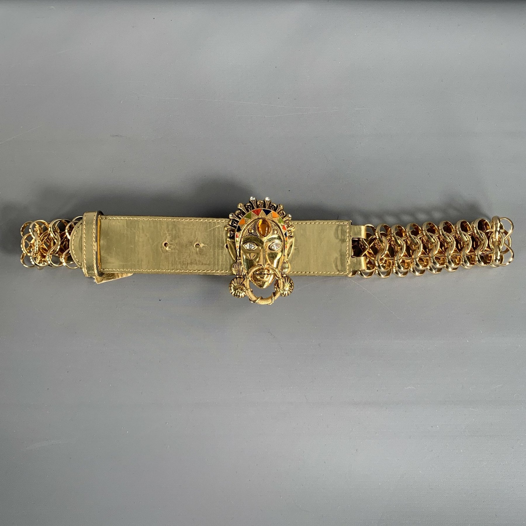 Roberto CAVALLI NWT LUXURY‎  EXTRAVAGANZA DESIGNER GOLD BELT Leather Belt with Logo Buckle in Black for Women | Roberto  main image 4