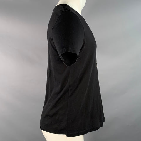 SAINT LAURENT Size XS 24 UNIVERSITE Black Gold Graphic Cotton Short Sleeve T-shirt