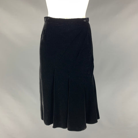 DOLCE &amp; GABBANA Taille 4 Jupe plissée unie en viscose et soie noire