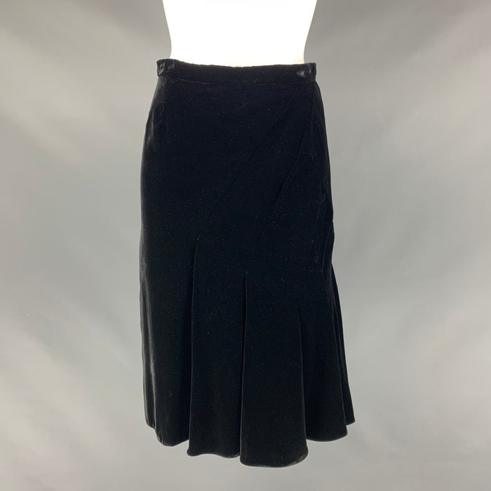 DOLCE & GABBANA Size 4 Black Viscose & Silk Solid Pleated Skirt
