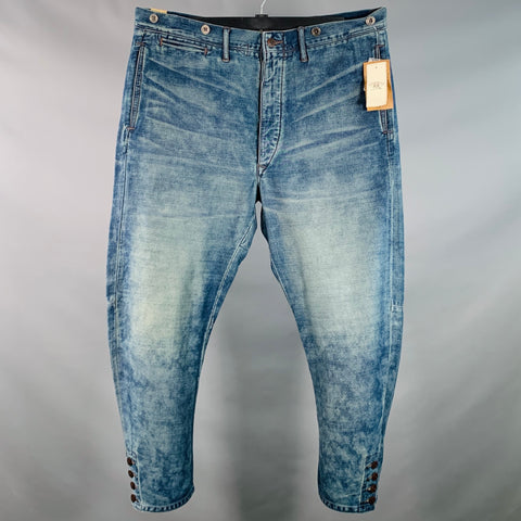 RRL by RALPH LAUREN Size 36 Blue Cotton Cropped Cocoon Jeans
