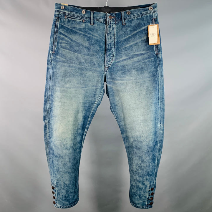 RRL by RALPH LAUREN Size 36 Blue Cotton Cropped Cocoon Jeans