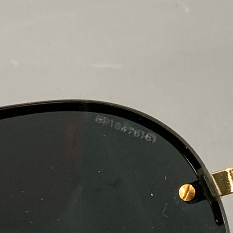 PRADA Gold Black Metal Semi Rimless Sunglasses