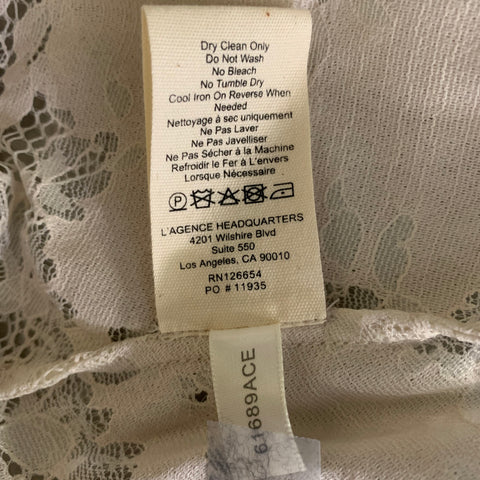 L'AGENCE Size S White Nylon  Cotton Lace Button Up Long Dress
