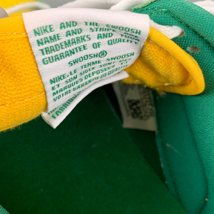 NIKE Size 6Y Yellow Green Color Block Leather Low Top Sneakers