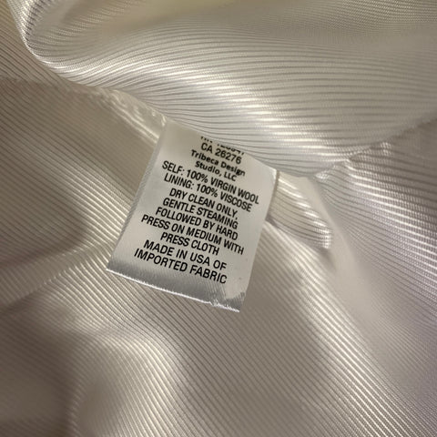 NILI LOTAN Size 10 Off White Wool Notch Lapel Jacket Indoor Blazer