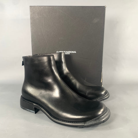 CoSTUME NATIONAL Size 8 Black Leather Ankle Boots