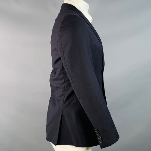 VESTE DE SPORT BAND OF OUTSIDERS EN LAINE RAYÉE BLEU MARINE ET GRISE, TAILLE 40 REGULAR, REVERS CRANTÉ