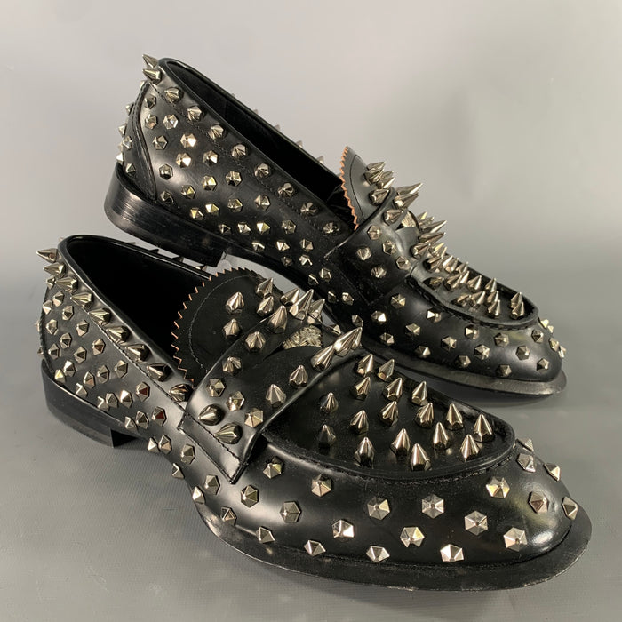 ALEXANDER MCQUEEN Size 10 Black Silver Studded Leather Slip On Loafers