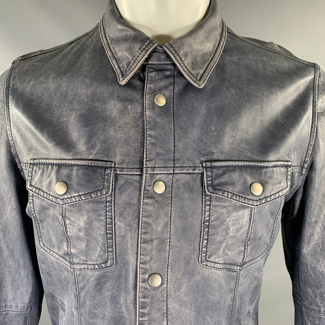 GIMO'S Chest Size M Navy Leather Chore Jacket
