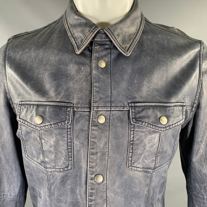 GIMO'S Chest Size M Navy Leather Chore Jacket