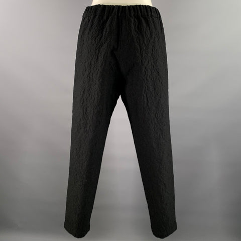 NOOY Size S Black Wool Cotton Jacquard Floral Elasticated Pants