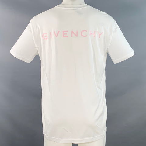 GIVENCHY 2020 Size M Lunar New Year White Pink Rat Print Cotton Crew Neck T-shirt