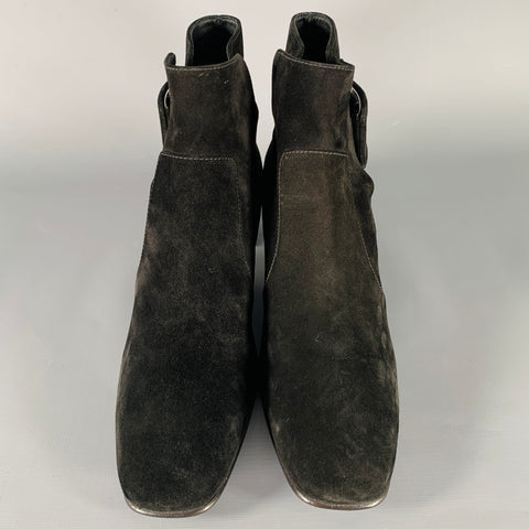 ROGER VIVIER Size 9 Black Suede Chunky Heel Boots