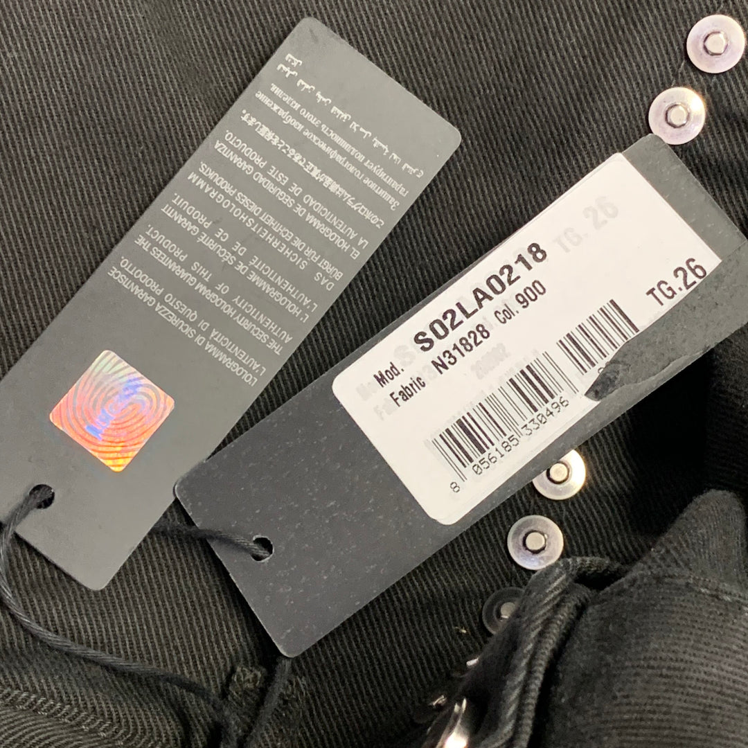 JUST CAVALLI Size 26 Black Silver Cotton Blend Denim Studded Button Fly Jeans