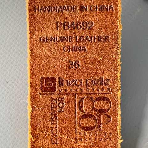 BARNEY'S CO-OP Size 36 Brown Gold Leather Square Buckle Belt