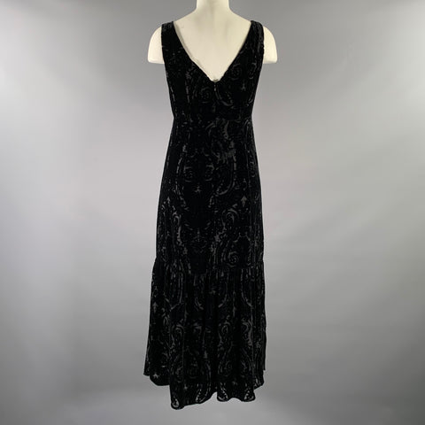 NANETTE LEPORE Size 2 Black Rayon  Silk Paisley Maxi Long Dress