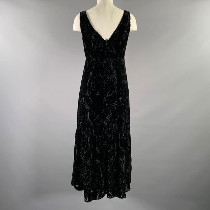 NANETTE LEPORE Size 2 Black Rayon  Silk Paisley Maxi Long Dress