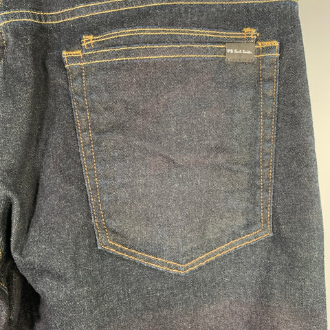 PS by PAUL SMITH Size 31 Indigo Contrast Stitch Cotton Blend Straight Jeans