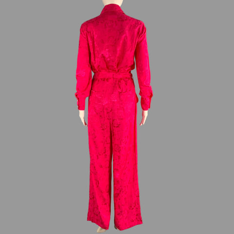 STAUD Size XS Pink Viscose Rayon Jacquard Ballon Overalls & Jumpsuits