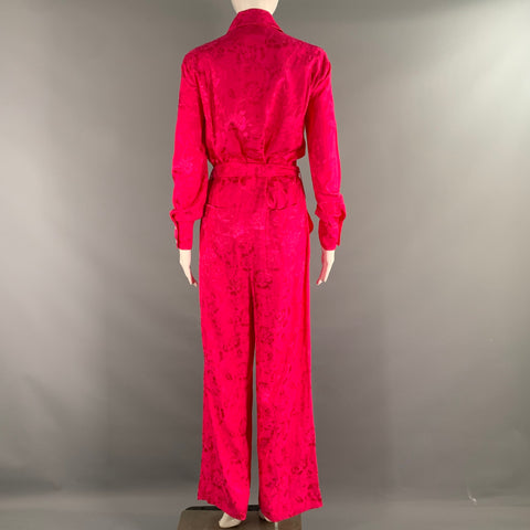 STAUD Size XS Pink Viscose Rayon Jacquard Ballon Overalls & Jumpsuits