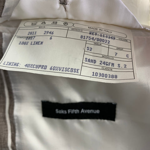 SAKS FIFTH AVENUE Size 42 Brown White Stripe Linen Notch Lapel Sport Coat