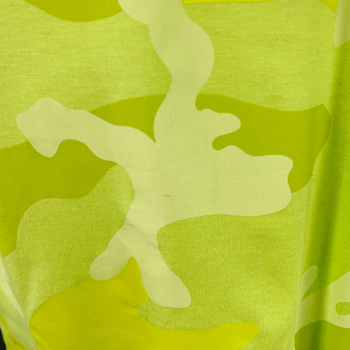 VALENTINO Size M Neon Green Yellow Camouflage Cotton Crew Neck T-shirt