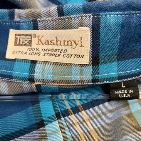O'CONNELL'S Size L Blue Beige Red Plaid Cotton One Pocket Long Sleeve Shirt