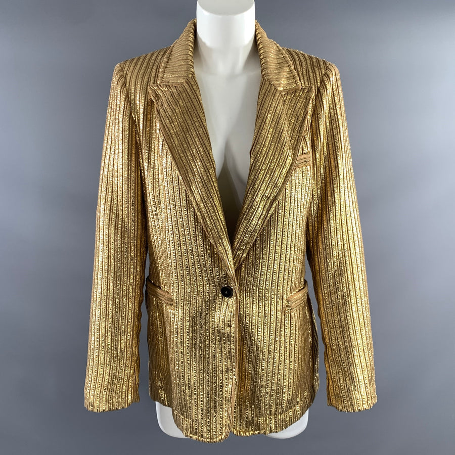 FORTE_FORTE Size M Gold Metallic Notch Lapel Jacket  Blazer