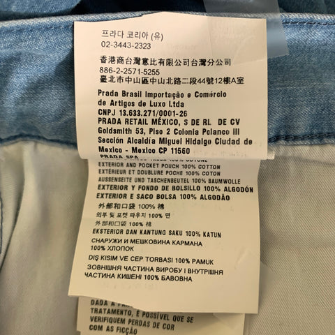 PRADA Size 36 Light Blue Wash Cotton Button Fly Jeans