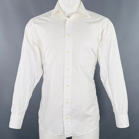 BURBERRY LONDON Size S White Cotton One Pocket Long Sleeve Shirt