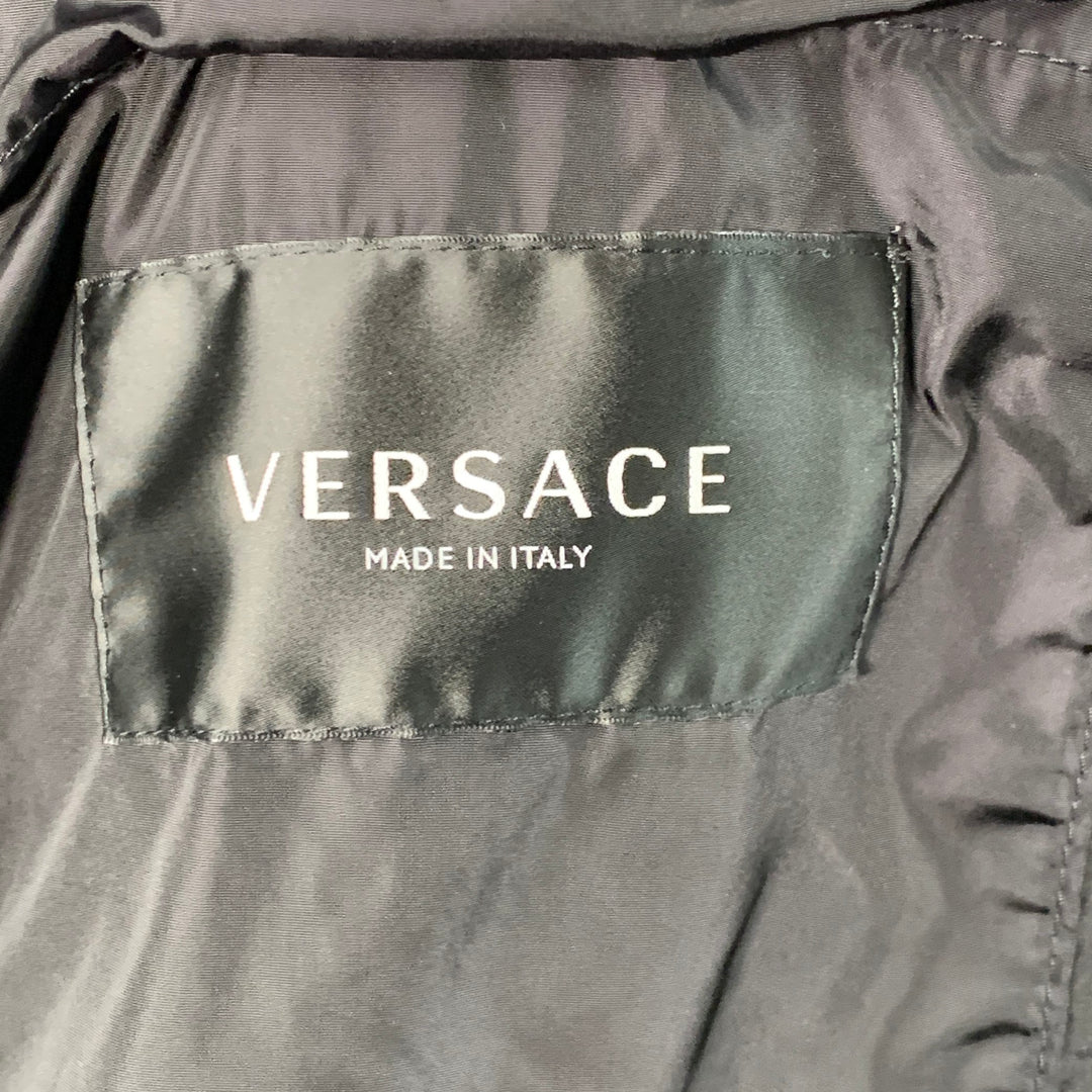 VERSACE Size XXL Black Blue Gold Baroque Polyamide Blend Windbreaker Jacket
