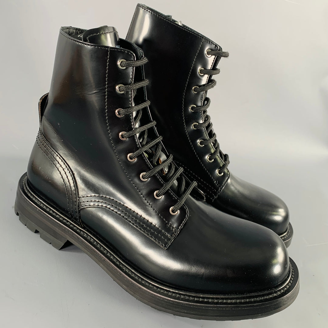 ALEXANDER MCQUEEN Size 9 Black  Leather Lace-Up Combat Boots