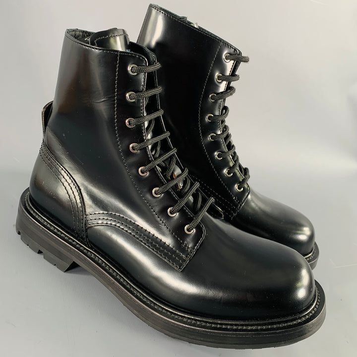 ALEXANDER MCQUEEN Size 9 Black  Leather Lace-Up Combat Boots