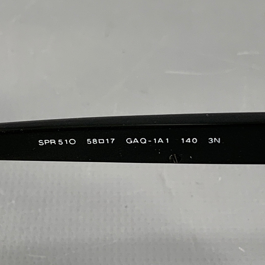 PRADA Black Silver Acetate Metal Semi Rimless Sunglasses